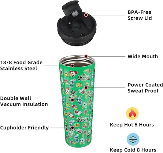 BJPKPK 30oz Stainless Steel Insulated Tumbler With lid And Straw Travel Coffee Thermal Tumblers Cup For Women And Men,Game