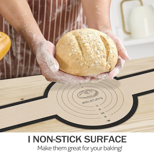 Silicone Bread Sling Oval and Round, 2 PCS Nonstick&Reusable Bread Baking Mats, Easy-To-Clean Dutch Oven Liners, Sourdough Bread Baking Supplies (Oval and Round, Black)