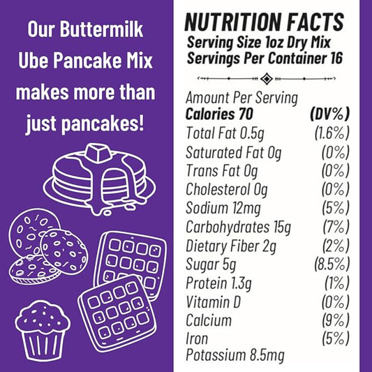 Ninong's Dessert Lab Ube Pancake Mix, Ube Flavored Buttermilk Pancake Mix with Real Ube, Makes Ube Cakes, Waffles, Crepes and more, Just Add Water (2 Pounds)