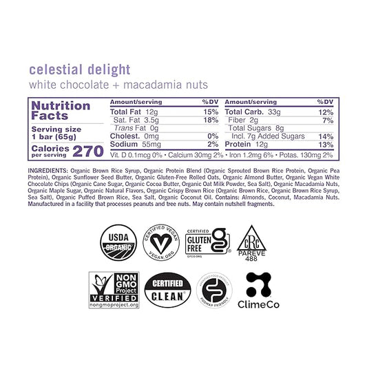 GoMacro MacroBar Organic Vegan Protein Bars - White Chocolate + Macadamia Nuts (2.3 Ounce Bars, 12 Count)