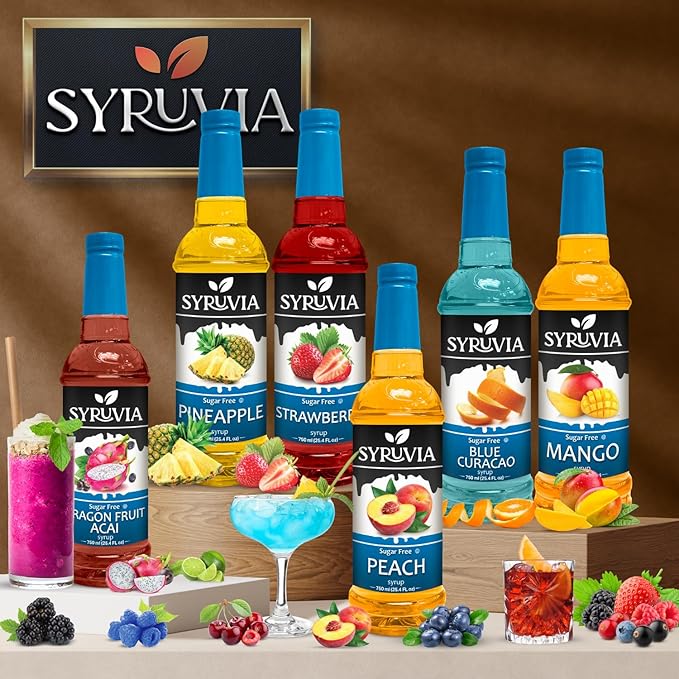 Syruvia Sugar-Free Blackberry Syrup, Flavored Syrup for Drinks, Cocktails, Lemonades, Iced Teas, and Desserts – 25.4 fl oz