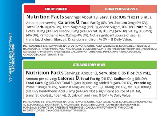 Cirkul LifeSip Flavor Cartridge Variety Pack with B Vitamins, 6-Pack (Fruit Punch, 2 Strawberry Kiwi, 2 Honeycrisp Apple), No Sugar, Zero Calorie Drink Mix