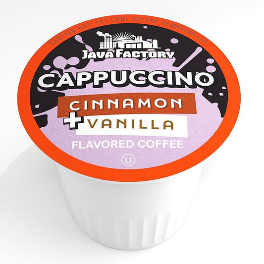 Java Factory Coffee Pods Vanilla Cream and Cinnamon Flavored Coffee for Keurig K Cup Brewers, Cappuccino, 80 Count