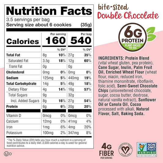 Lenny & Larry's The Complete Crunchy Cookie, Double Chocolate, 6g Plant Protein, Vegan, Non-GMO, 4.25 Ounce Pouch (Pack of 6)
