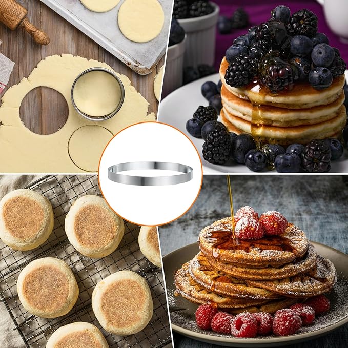 HARFINGTON Round Cake Ring 7.48 x 1 Inch Seamless Stainless Steel Pastry Mousse Dessert Ring Mirror Coating for Baking Cooking English Muffins Crumpet Making Tool