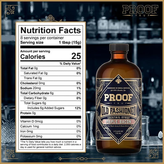 Proof Syrup - Old Fashioned Cocktail Mix - Made with Real Bitters & Cane Sugar - Maple Bacon - Fast, Easy, Delicious, Handcrafted Cocktail Syrup - 4oz