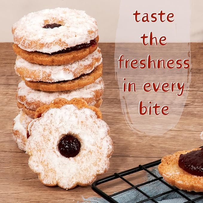 STERN'S BAKERY Linzer Tart Cookies β Christmas Cookies in a Tin | Raspberry Shortbread Cookies β Gourmet Holiday Food Gifts for Women, Corporate & Friends β Kosher, Nut Free, Dairy Free