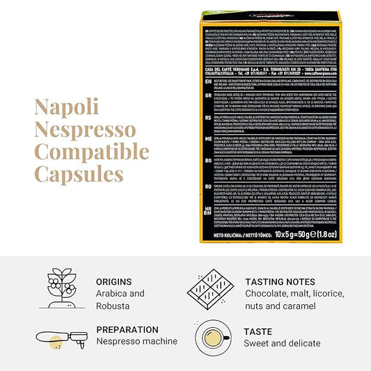 Caffe' Vergnano Medium Roast Espresso Bundle - Original Line Machine Compatible Arabica Robusta Italian Coffee For Nespresso Coffee Machines, Oro, Intenso, Napoli - 10 of Each Flavor (30 Capsules)