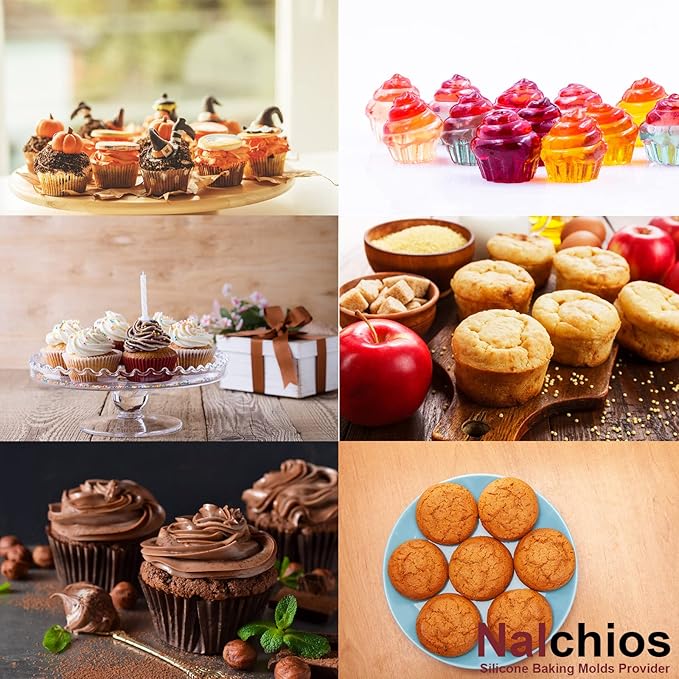 Nalchois Silicone Cupcake Baking Cups 12 Pack, Wine Red Reusable Silicone Muffin Cupcake Liners,Non-Stick Easy Release Silicone Baking Molds BPA Free for Cupcakes Muffins Pudding Tart Jelly Mousse
