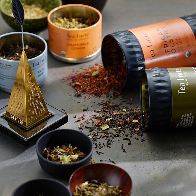 Tea Forte Blueberry Merlot Premium Organic Loose Leaf Caffeine-Free Herbal Tea Blend Canister, Makes 35-50 Cups