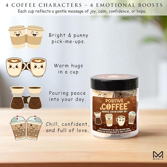 Emotional Support Coffee Jar β Funny Coffee Gifts for Women & Men, Affirmation Jar, Cute Christmas Gifts for Girlfriend, Boyfriend, Wife, Husband, Mom, Dad, Friends or Coworker