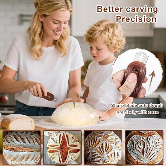 Bread Lame Upgraded Extractable Lame Bread Tool& Anti-Slip Handle with Long Retractable Razor Magnetic Reusable Dough Scoring Tool, Sourdough Scoring tool (Bread Making 5 Razor Blades)