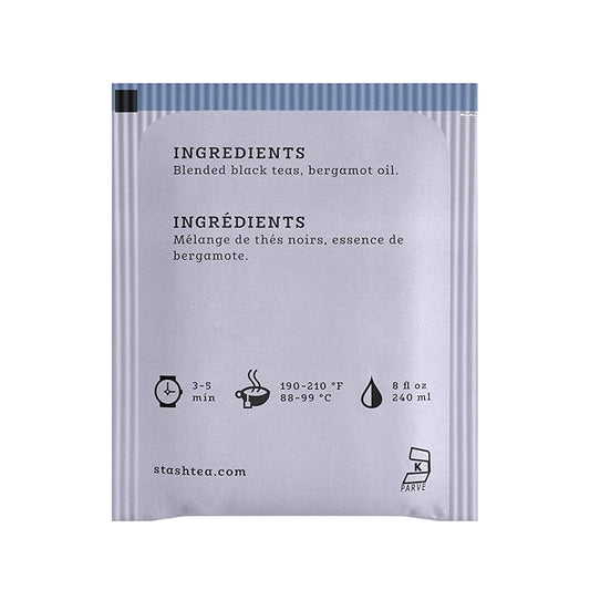 Stash Tea Earl Grey Black Tea - Caffeinated, Non-GMO Project Verified Premium Tea with No Artificial Ingredients, 20 Count (Pack of 6) - 120 Bags Total