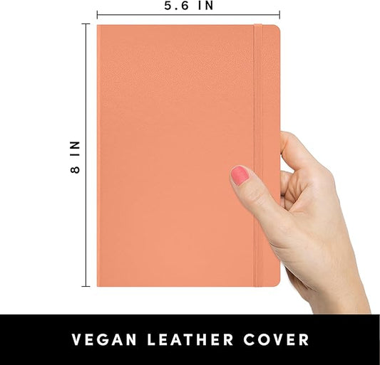 PAPERAGE Lined Journal Notebook, (Coral), 160 Pages, Medium 5.6 in x 8 in - 100 GSM Thick Paper – Hardcover Journaling Notebook for Work, School & Note Taking