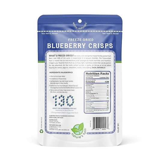 Nature’s Turn Freeze-Dried Fruit Snacks, Blueberry Crisps, Pack of 2 (1.2 oz Each)