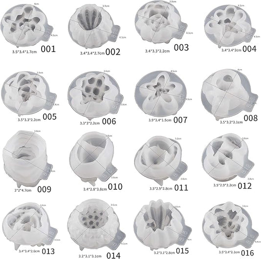 16 Pack Flower Succulent Candle Mold Resin Casting Silicone Molds for Home Decor & Candle Making Wave Spiral Mold