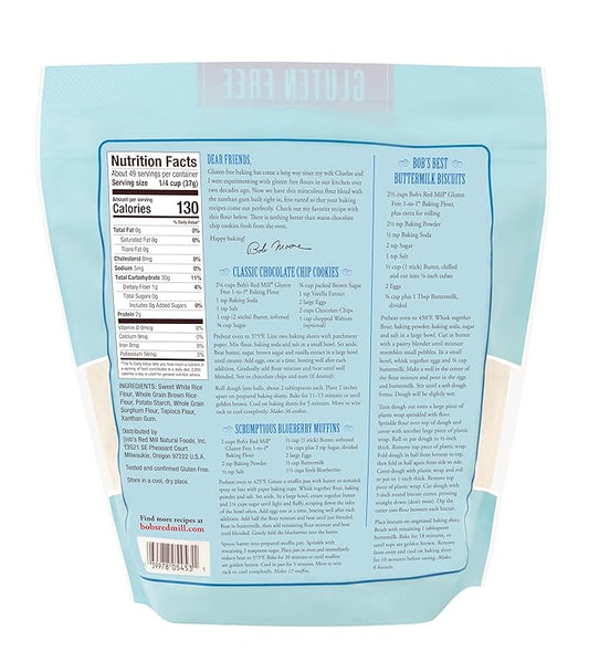 Bob's Red Mill Gluten Free 1 to 1 Baking Flour, 64oz (Pack of 4) - Non GMO, Vegan, Kosher