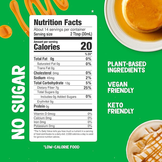Pyure Organic Caramel Flavored Syrup, Zero Sugar, 1 Net Carb Keto Syrup, Gluten-Free, Organic Plant-Based Sugar Free Caramel Syrup for Vegan Keto Friendly Food, 14 Oz (Pack of 5)
