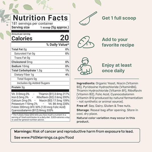 Micro Ingredients Organic Fortified Nutritional Yeast Flakes, 2lb (32oz) | Rich in Vegan Protein, B Vitamins, & Beta-Glucans | Keto Friendly, Dairy Free Cheese Substitute, Non-GMO, Gluten Free