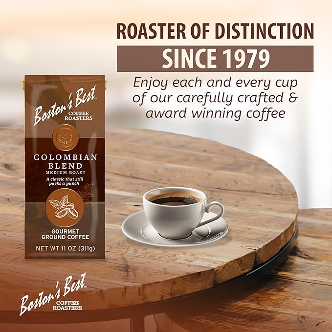 Bostonโs Best Coffee - Colombian Blend Delicious Gourmet, Premium Ground Coffee, 11 oz. / 311 g Coffee Bag