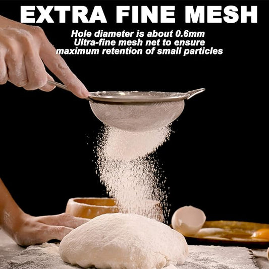 Anaeat Fine Mesh Strainers - Premium Stainless Steel Colander Sieve Sifters, with Durable Mesh and Sturdy Handle, Excellent for Sifting Dry ingredients, Flour, Pastas, Rice, Tea (4.73")