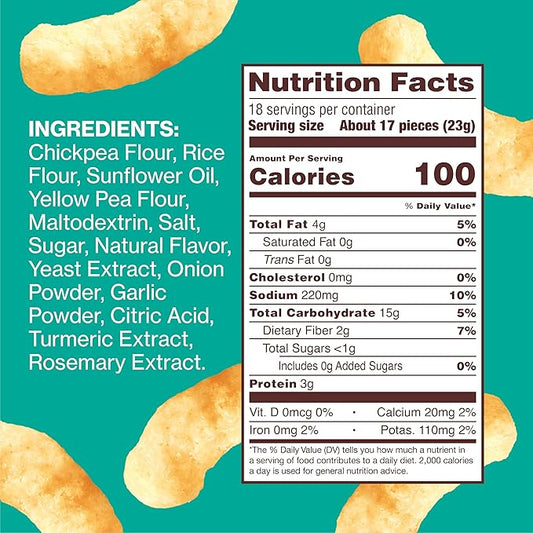 Hippeas Chickpea Puffs, Vegan White Cheddar, 0.8 Ounce (Pack of 18), 3g Protein, 2g Fiber, Vegan, Gluten-Free, Crunchy, Plant Protein Snacks