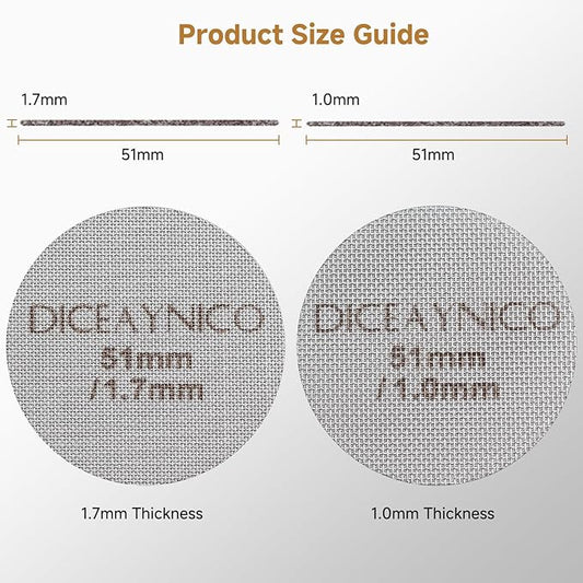 2 Pieces Espresso Puck Screen,Metal Coffee Filter,1.0mm & 1.7mm Thickness 150μm - 316 Stainless Steel,Reusable Barista Espresso Filters for Espresso 51mm Portafilter Filter Basket