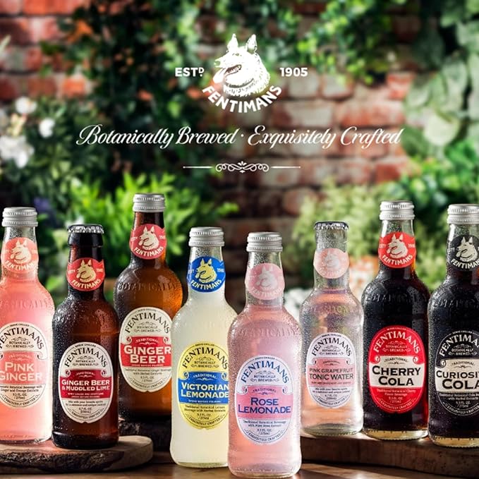 Fentimans Sparkling Rose Lemonade - Sparkling Pink Lemonade with Natural Ingredients, Mixer, Craft Soda, Botanically Brewed Lemonade - 9.3 Fl Oz (Pack of 12)