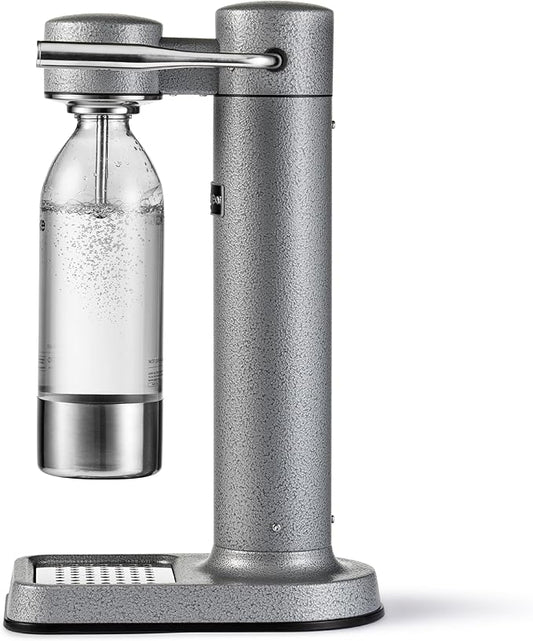 Aarke Carbonator lll, Sparkling & Carbonation Water Machine, Stainless Steel with PET BPA-Free Reusable Bottle Volume 1L/34 fl oz (Hammertone Grey)
