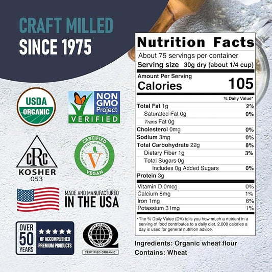 Great River Milling Lily White Organic All-Purpose Flour | Unbleached & Unbromated | Non-GMO, Kosher | Ideal for Bread, Cookies, Cakes, Pizza Dough & Everyday Baking | 5 Lb