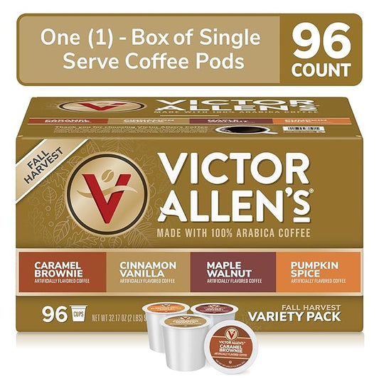 Victor Allen's Coffee Fall Harvest Variety Pack, Medium Roast, 96 Count, Single Serve Coffee Pods for Keurig K-Cup Brewers