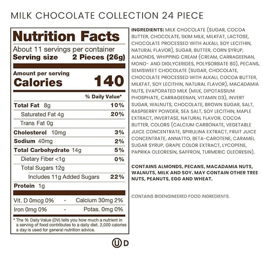 Ethel M Chocolates Premium Milk Chocolate Collection Chocolate Gift Box Candy Assortment, 24 Pieces of Creamy, Smooth and Rich Chocolate Gems