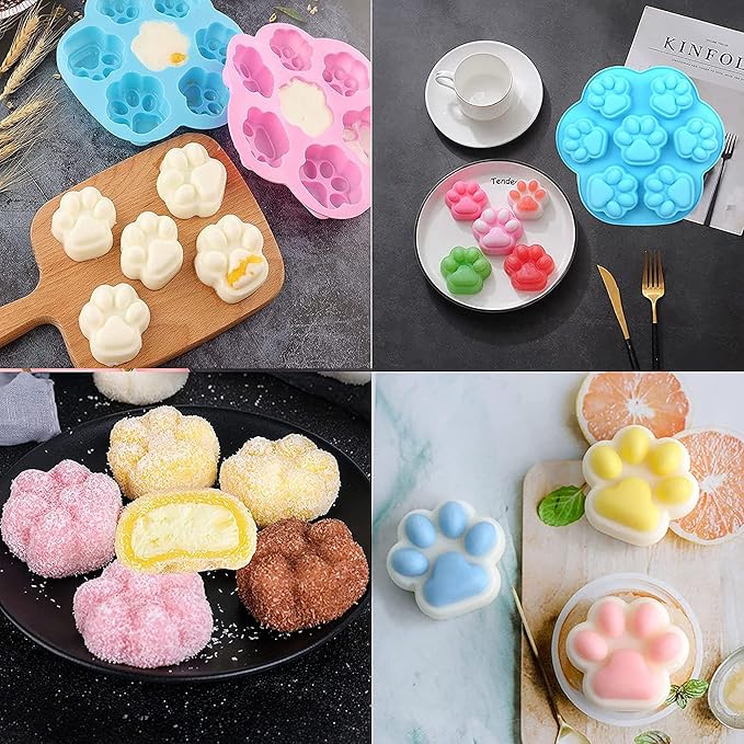 Puppy Dog Paw Bone Silicone Chocolate Moulds,Silicone Dog Treat Mold - 5 Pack