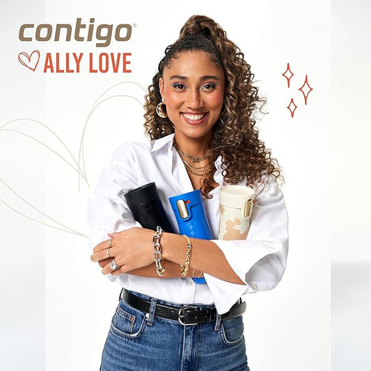 Contigo x Ally Love Stainless Steel Vacuum-Insulated Travel Mug with Autoseal and Easy Clean Lid, Spill-proof, Keeps Drinks cold 24 hrs & hot for 11 hrs, BPA Free, 16oz., West Loop 3.0, Stellar Jay
