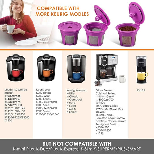 4 Pack Reusable K Cup Coffee Pods with 100 Count Disposable Coffee Paper Filters,Compatible with Keurig Single Serve Coffee Maker 2.0 & 1.0