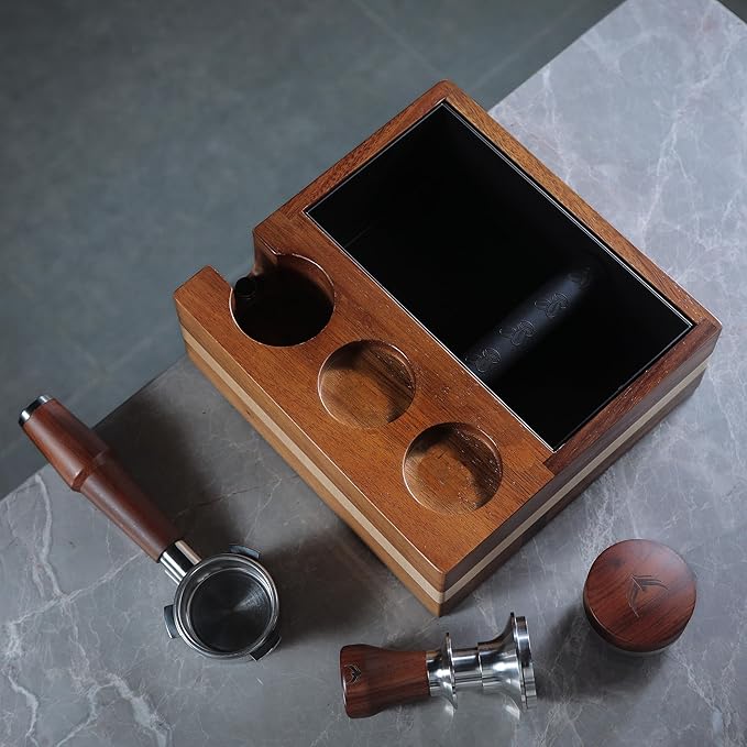 54mm Breville Espresso Accessories Kit 6 pcs 54mm Bottomless Portafilter, Spring Loaded Tamper, Coffee Distributor, Dosing Funnel,Puck Screen and Espresso Station Organizer Knock Box