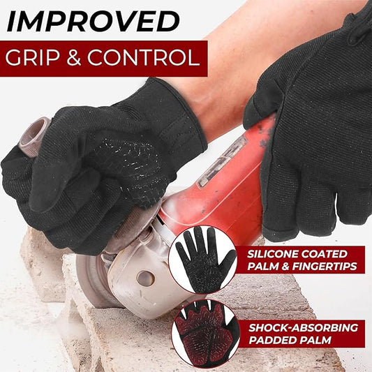 HANDLANDY Work Gloves for Men & Women, Utility Mechanic Working Gloves Touch Screen, Flexible Yard Work Gloves