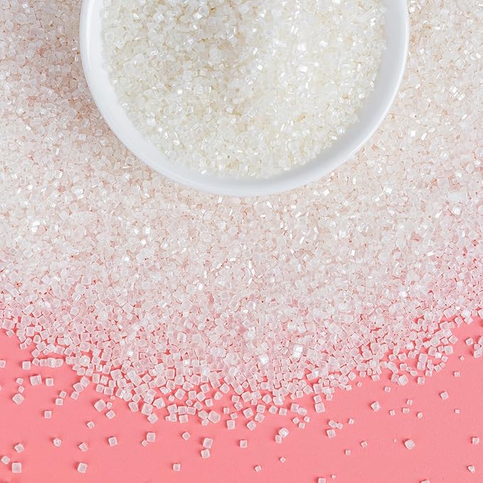 Christmas Edible White Sprinkles,Edible Sanding Sugar Crystals for Cake Decorating,150g/5.3oz,Sprinkle Mix for Cookies,Ice Cream,Fondant Cake,Caramel Apples,Cupcakes,Desserts,White Sugar Sprinkles