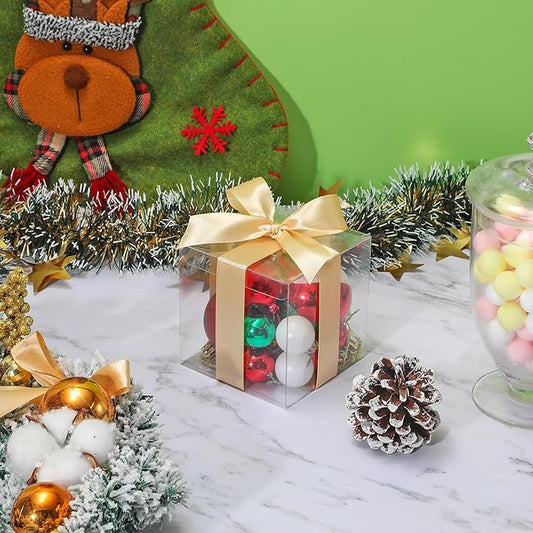 COTOPHER 35 Pcs Clear Candy Apple Boxes, 4x4x4 Inches PET Material Clear Caramel Apple Box, Candy Apple Boxes with Hole Plastic Gift Box for Wedding Favors Baby Shower