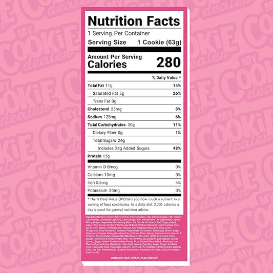 My Cookie Dealer Protein Cookies, Strawberry Creme (2.2oz, Pack of 3) - 15g Protein per Cookie - Individually Wrapped Workout Snacks for On-The-Go Travel