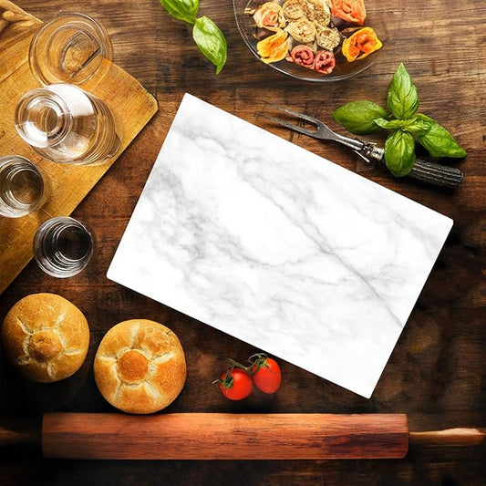 White Agate Marble Kitchen Glass Cutting Board Ocean Decorative Gift Marbled Granite Stone Rock Gift For Her Mom Wife (Marble)