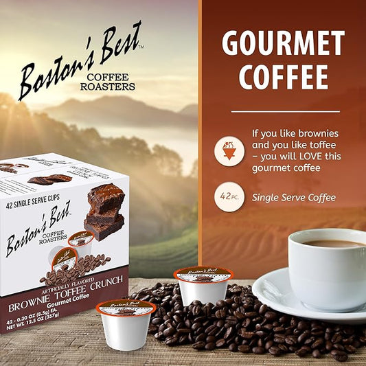Boston’s Best - Brownie Toffee Flavored Delicious Gourmet Coffee Compatible with Keurig Coffee Maker, 1 Count (42 Single Serve Medium Roast Cups)