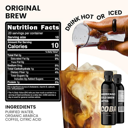 COBA Premium Coffee Concentrate: Bold & Extra Strong Kick - 20x Cups | Instant Cold Brew/ Hot Coffee in Seconds | Specialty, Fair Trade, Organic, Medium Roast, Dairy Free | 2 TEASPOONS/Cup | Rich Flavor (8 Fl Oz (Pack of 1), Original)