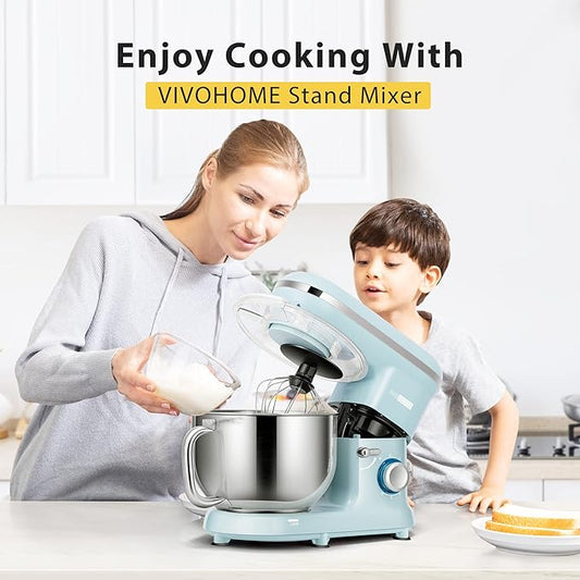 VIVOHOME Stand Mixer, 660W 10 Speed 6 Quart Tilt-Head Kitchen Electric Food Mixer with Beater, Dough Hook, Wire Whip and Egg Separator, Blue