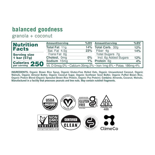 GoMacro MacroBar Organic Vegan Snack Bars - Granola + Coconut (2.0 Ounce Bars, 12 Count)