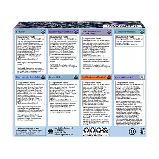 Yogi Relaxation Sampler Box (32 Tea Bags) - 8 Favorite Herbal Teas for Stress Relief & Sleep - Organic & Caffeine Free