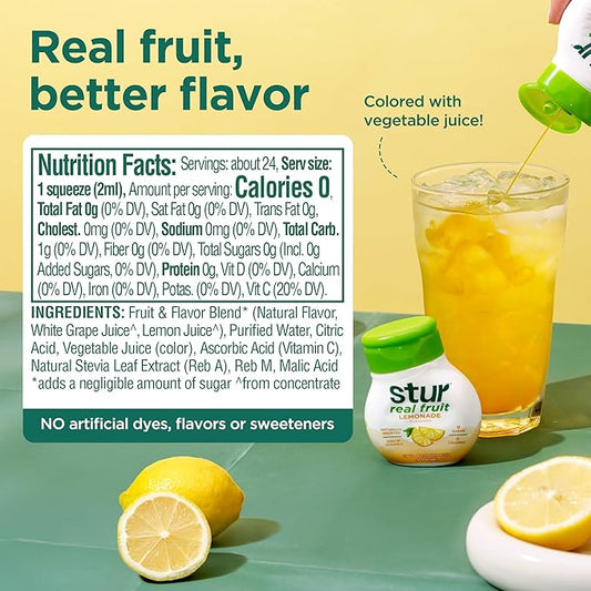 Stur Liquid Water Enhancer | Lemonade | Naturally Sweetened | High in Vitamin C & Antioxidants | Sugar Free | Zero Calories | Keto | Vegan | 5 Bottles, Makes 120 Drinks