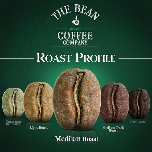 The Bean Organic Coffee Company Chocolate Macadamia Nut, Medium Roast, Ground Coffee, 16-Ounce Bag, Café molido tostado orgánico