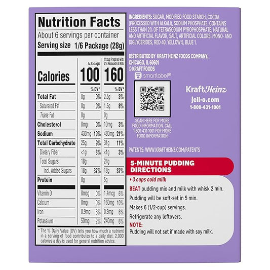 Jell-O Chocolate Instant Pudding & Pie Filling Mix, 5.9 oz Box, As Seen on TikTok