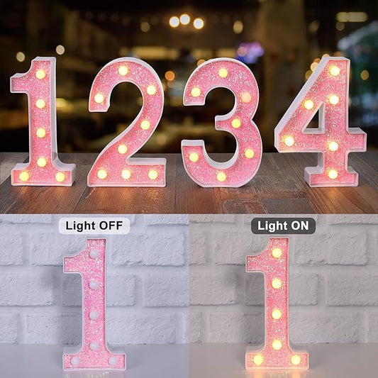Foaky Pink Light up Letters,Pink Party Decorations,Girls Room Decor,Glitter Marquee Numbers,Alphabet Letter Sign for Night Light Birthday Party Girls Gifts, Home Bar Decoration (9)